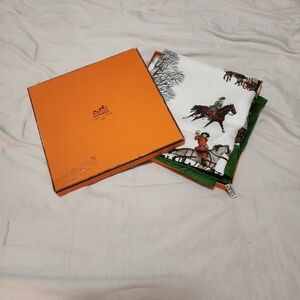 Hermès 90cm Silk Scarf “L’Hiver” by Philippe Ledoux – Vintage Winter Scene